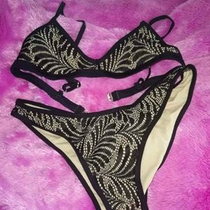 Lace bikini black and beige